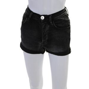 One X One Teaspoon Women's Button Fly Five Pockets Denim Shorts Black Size 23